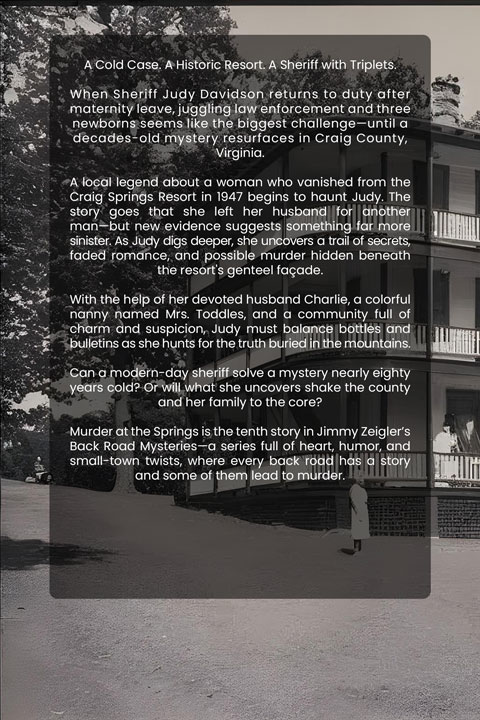 Back Road Mysteries Book X: Murder at the Springs Back Cover